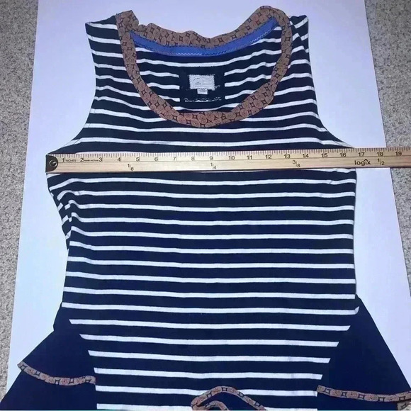 Anthropologie Postmark Postage Stamp Blue Striped Chiffon Tank Top Size Medium - Picture 4 of 6